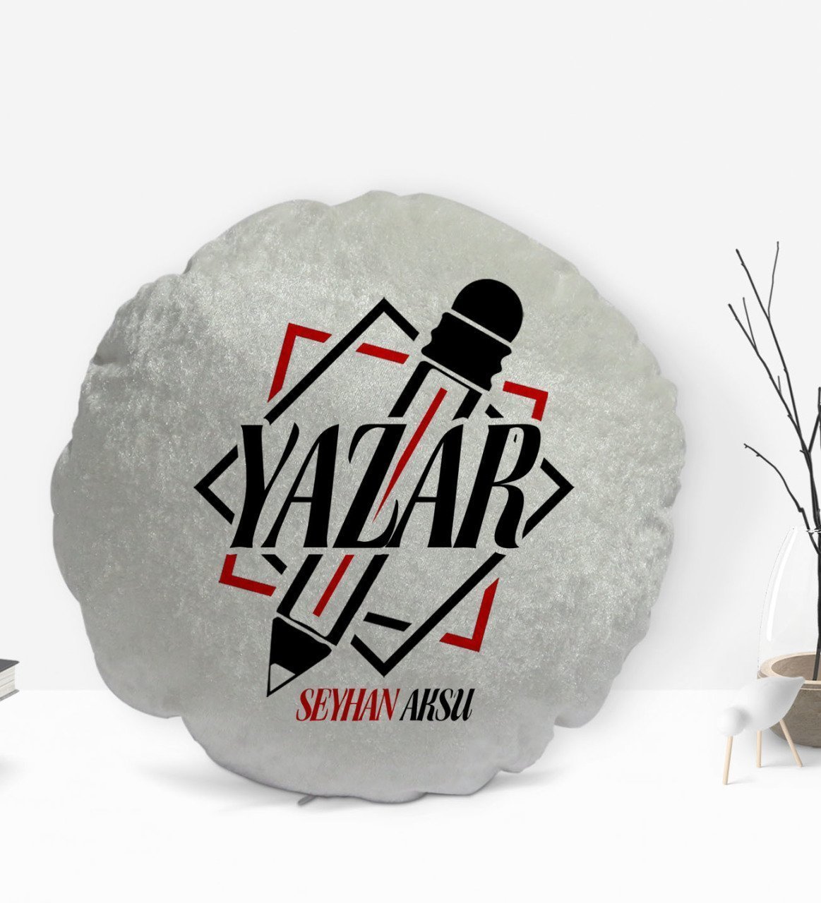 Kişiye Özel İsimli Yazar Tasarımlı Dekoratif Kırlent Yastık-3