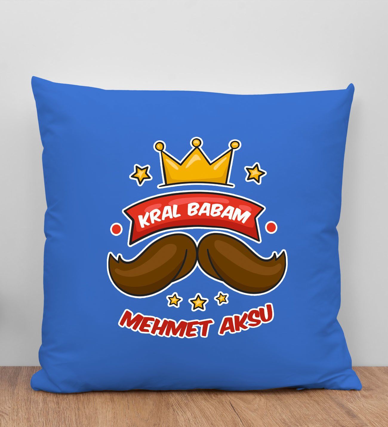 BK Gift Kişiye Özel İsimli Babalar Günü Tasarımlı Mavi Kırlent Yastık-5 Babaya Hediye, Ev Dekorasyonu, Babalar Günü Hediyesi