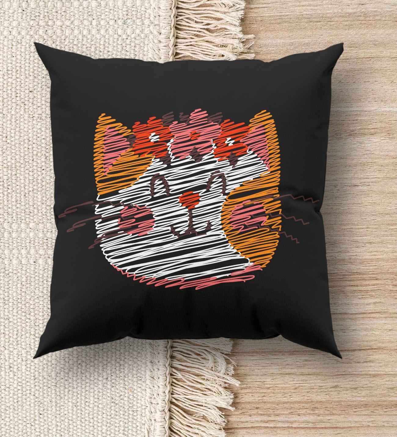 BK Gift Modern Art Tasarımlı Premium Kumaş Siyah Kırlent Yastık, Ev Hediyesi, Ev Dekorasyonu, Dekoratif Hediye-6