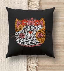 BK Gift Modern Art Tasarımlı Premium Kumaş Siyah Kırlent Yastık, Ev Hediyesi, Ev Dekorasyonu, Dekoratif Hediye-6