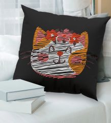 BK Gift Modern Art Tasarımlı Premium Kumaş Siyah Kırlent Yastık, Ev Hediyesi, Ev Dekorasyonu, Dekoratif Hediye-6