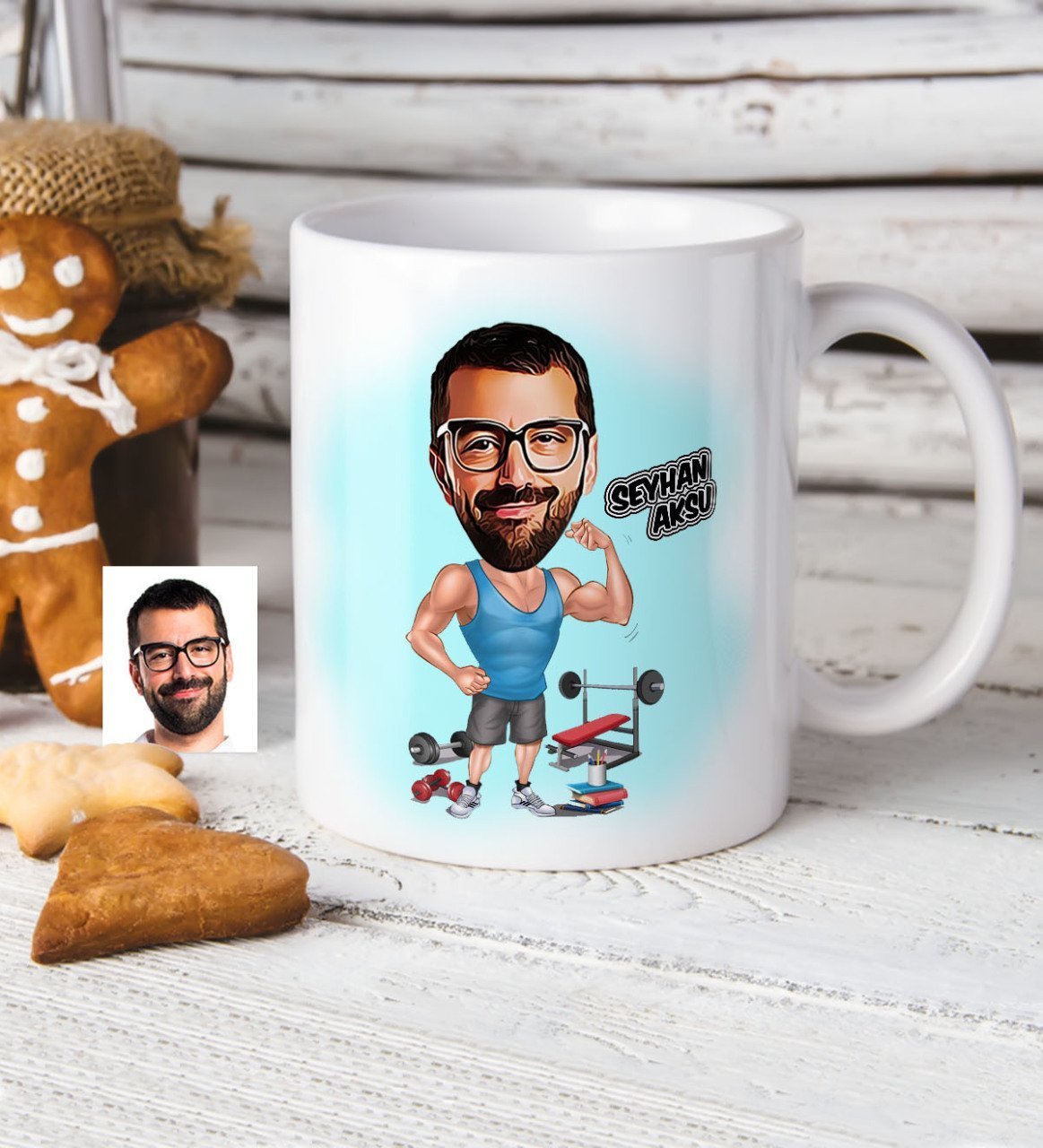 Kişiye Özel Fitness Karikatür Beyaz Kupa Bardak