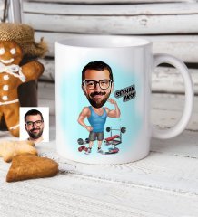 Kişiye Özel Fitness Karikatür Beyaz Kupa Bardak