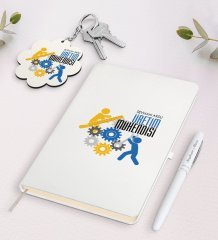 Kişiye Özel Üretim Mühendisi Beyaz Defter Kalem ve Anahtarlık Hediye Seti-2