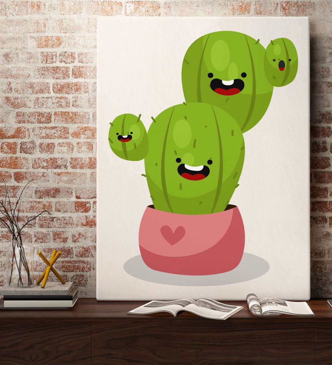 BK Gift Kaktüs Tasarımlı Kanvas Tablo 70x100cm-14