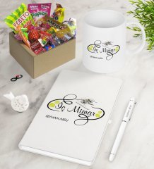 Kişiye Özel İç Mimar Nostaljik Lezzetler Defter Kalem Kupa Hediye Seti-1