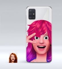 Kişiye Özel Kadın Animasyon Karikatürlü Samsung Galaxy A51 İnce Şeffaf Silikon Telefon Kapağı-10