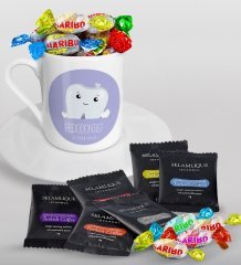 Kişiye Özel Pedodontist Türk Kahvesi Fincanı Selamlique Karışık Türk Kahvesi ve Haribo Şeker Hediye Seti