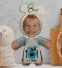 BK Gift Kişiye Özel Fotoğraflı Erkek Çocuk Chef Bebek Yastık-2