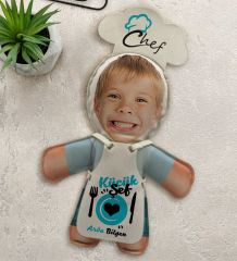 BK Gift Kişiye Özel Fotoğraflı Erkek Çocuk Chef Bebek Yastık-2