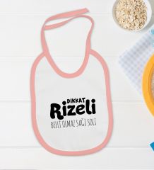 BK Kids Dikkat Rizeli Tasarımlı Pembe Bebek Body Zıbın ve Mama Önlüğü Hediye Seti-1