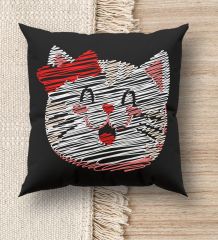 BK Gift Modern Art Tasarımlı Premium Kumaş Siyah Kırlent Yastık, Ev Hediyesi, Ev Dekorasyonu, Dekoratif Hediye-5