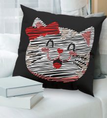BK Gift Modern Art Tasarımlı Premium Kumaş Siyah Kırlent Yastık, Ev Hediyesi, Ev Dekorasyonu, Dekoratif Hediye-5