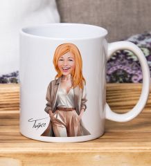 Kişiye Özel Karikatürlü Kadın Tasarımlı Beyaz Kupa Bardak-113, Arkadaşa Hediye , Karikatürlü Kupa Bardak