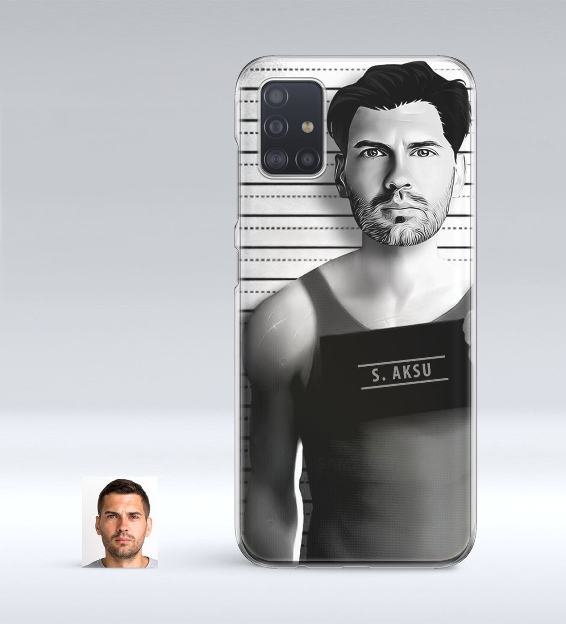 Kişiye Özel Erkek Kriminal Karikatürlü Samsung Galaxy A51 İnce Şeffaf Silikon Telefon Kapağı-1