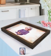 Kişiye Özel Büyükanne Karikatürlü Doğal Ahşap Tepsi-1