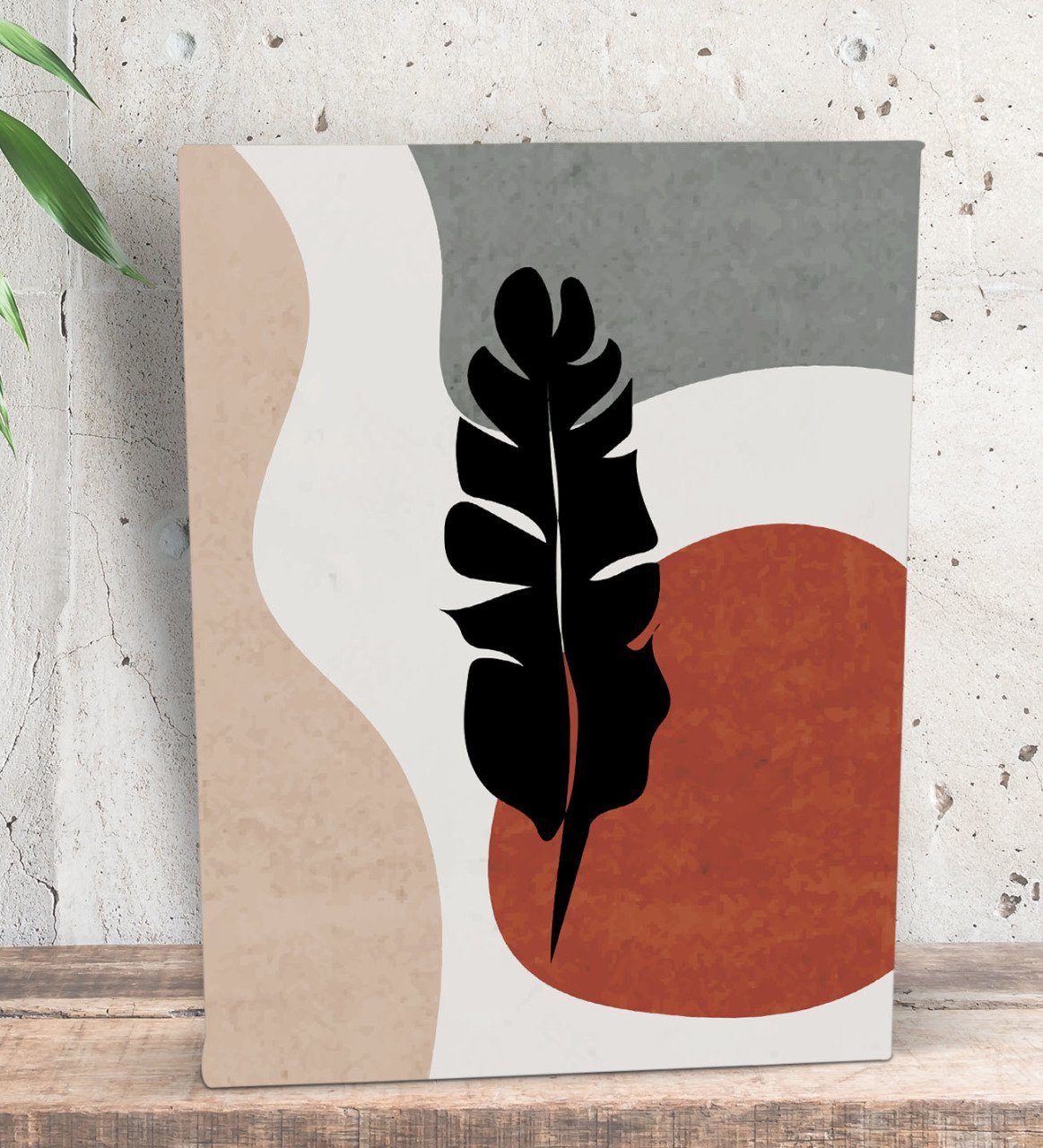 BK Gift Minimalist Style Plant Tasarımlı Dekoratif Mini Kanvas Tablo 15x20cm-3