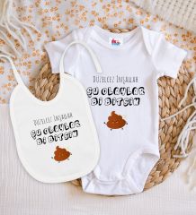 BK Kids Düzelcez İnşallah Tasarımlı Beyaz Bebek Body Zıbın ve Mama Önlüğü Hediye Seti-1