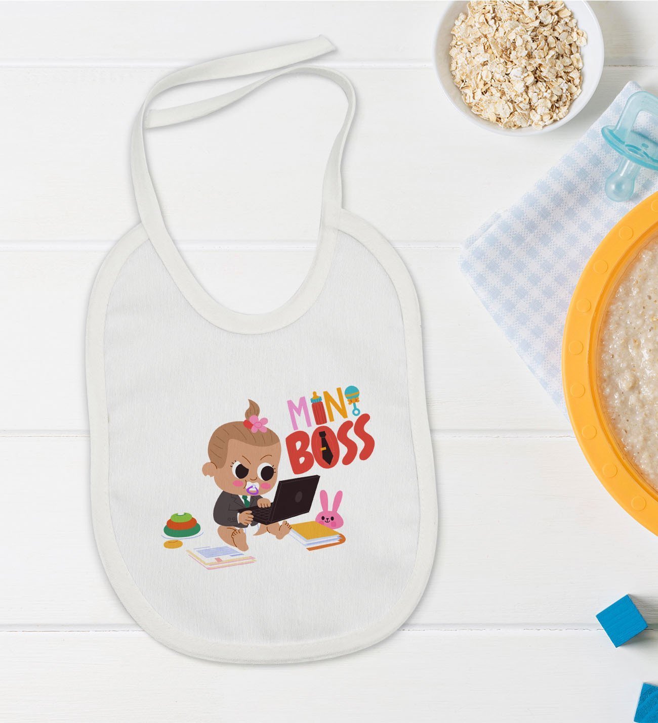 BK Kids Mini Boss Tasarımlı Bebek Mama Önlüğü - Model 1