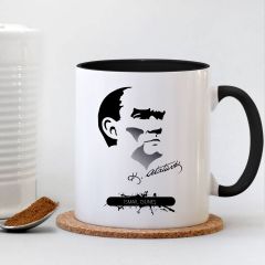 Kişiye Özel Atatürk Siyah Kupa Bardak - 018