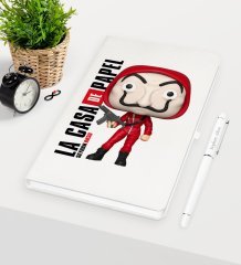 Kişiye Özel La Casa De Papel Beyaz Defter Kalem Seti - 27