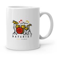 Kişiye Özel Mesleki Baterist Beyaz Kupa Bardak - 2