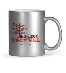 Kişiye Özel İngilizce Öğretmeni Gümüş Yaldızlı Kupa Bardak - 1