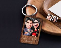 BK Gift Sevgililere Özel Karikatür Ahşap Anahtarlık, Sevgililer Günü Hediyesi, Yıl Dönümü Hediyesi, Doğum Günü Hediyesi-1