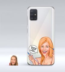 Kişiye Özel Bayan Kolay Yetişmiyor Karikatürlü Samsung Galaxy A51 İnce Şeffaf Silikon Telefon Kapağı-7