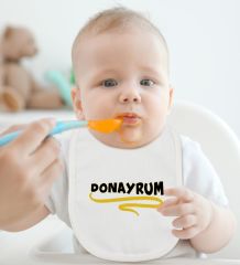 BK Kids Donayrum Tasarımlı Beyaz Bebek Body Zıbın ve Mama Önlüğü Hediye Seti-1