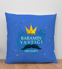 BK Gift Kişiye Özel İsimli Babalar Günü Tasarımlı Mavi Kırlent Yastık-2 Babaya Hediye, Ev Dekorasyonu, Babalar Günü Hediyesi