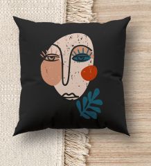 BK Gift Modern Art Tasarımlı Premium Kumaş Siyah Kırlent Yastık, Ev Hediyesi, Ev Dekorasyonu, Dekoratif Hediye-3