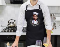 BK Gift Kişiye Özel Erkek Chef Karikatürlü Profesyonel Siyah Mutfak Önlüğü, Aşçı Önlüğü, Şef Önlüğü, Arkadaşa Hediye-16