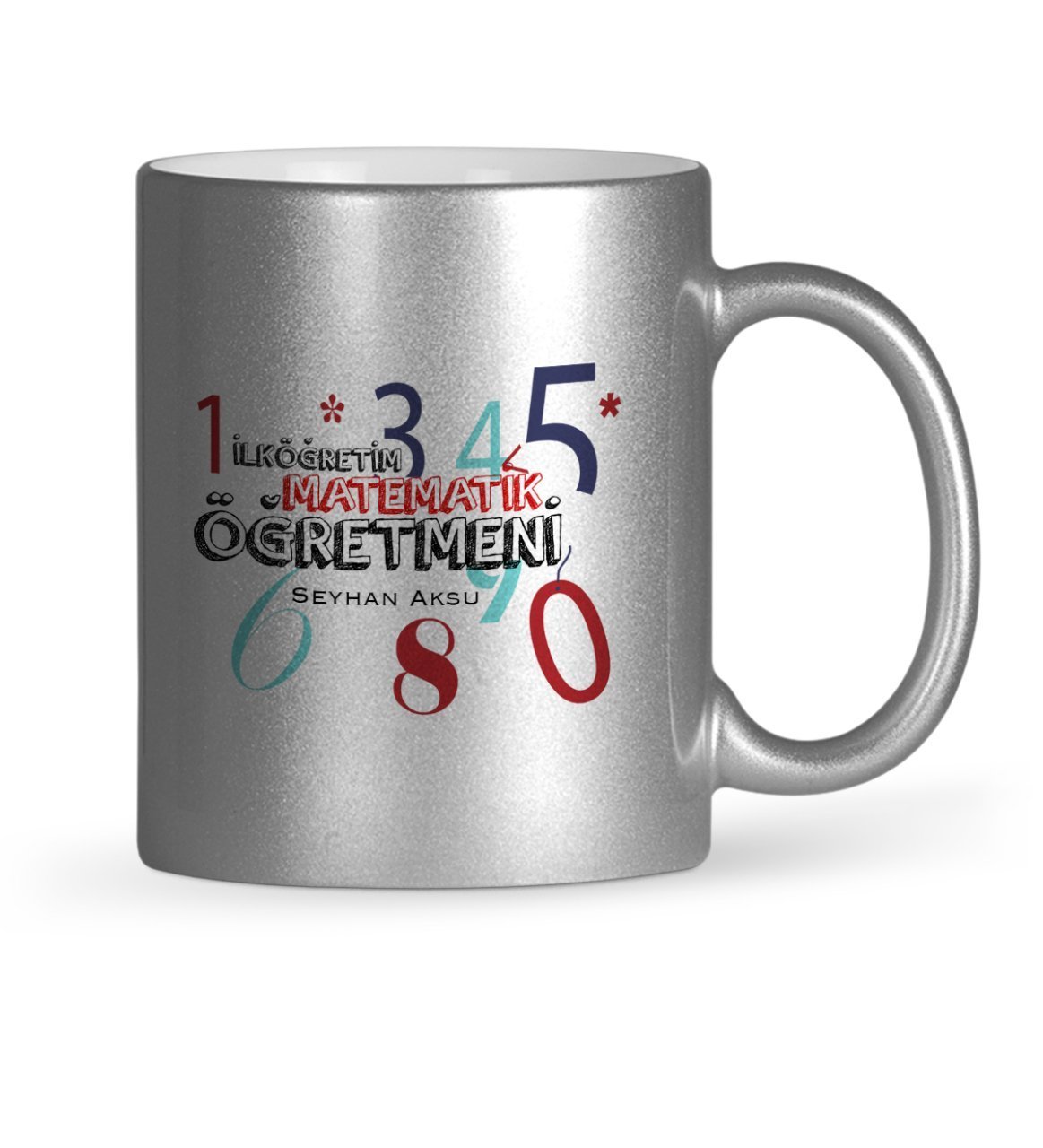 Kişiye Özel İlköğretim Matematik Öğretmeni Gümüş Yaldızlı Kupa Bardak