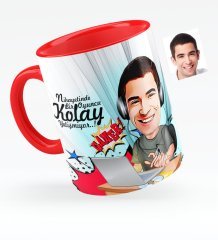 Kişiye Özel Bay Oyuncu Karikatürlü Kırmızı Kupa Bardak - 1