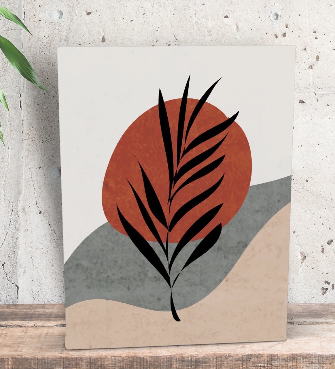 BK Gift Minimalist Style Plant Tasarımlı Dekoratif Mini Kanvas Tablo 15x20cm-1