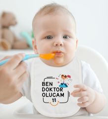 BK Kids Doktor Olucam Tasarımlı Beyaz Bebek Body Zıbın ve Mama Önlüğü Hediye Seti-1