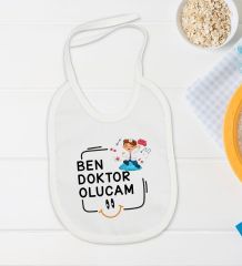 BK Kids Doktor Olucam Tasarımlı Beyaz Bebek Body Zıbın ve Mama Önlüğü Hediye Seti-1