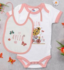 BK Kids Kişiye Özel İsimli 6 Parça Pembe Bebek Body Zıbın Battaniye ve Yastık Hediye Seti, Yeni Doğan Bebek Giyim Hediyesi-1