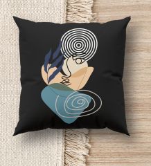 BK Gift Modern Art Tasarımlı Premium Kumaş Siyah Kırlent Yastık, Ev Hediyesi, Ev Dekorasyonu, Dekoratif Hediye-2