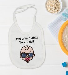 BK Kids Mekanın Sahibi Yeni Geldi Tasarımlı Bebek Mama Önlüğü - Model 1
