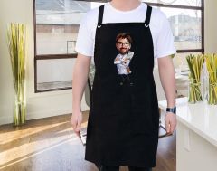 BK Gift Kişiye Özel Erkek Chef Karikatürlü Profesyonel Siyah Mutfak Önlüğü, Aşçı Önlüğü, Şef Önlüğü, Arkadaşa Hediye-15