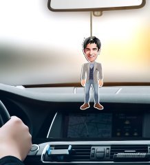 Kişiye Özel Erkek Karikatürlü Ahşap Araba Dikiz Ayna Süsü-11