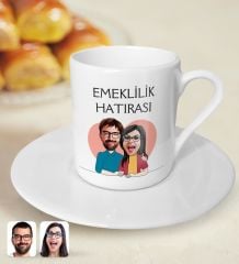 BK Gift Kişiye Özel Emekli Karikatürlü Türk Kahvesi Fincanı-3, Erken Emekli, Yeni Emekli, EYT Hediyesi