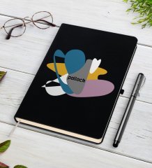 Kişiye Özel Pollock Tasarımlı Siyah Defter ve Kalem Hediye Seti