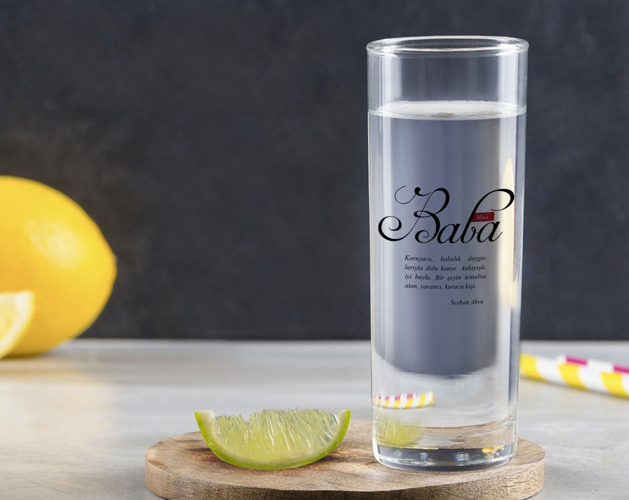 Kişiye Özel Renkli Baskılı Mânâ Baba Tasarımlı Vodka Bardağı-1