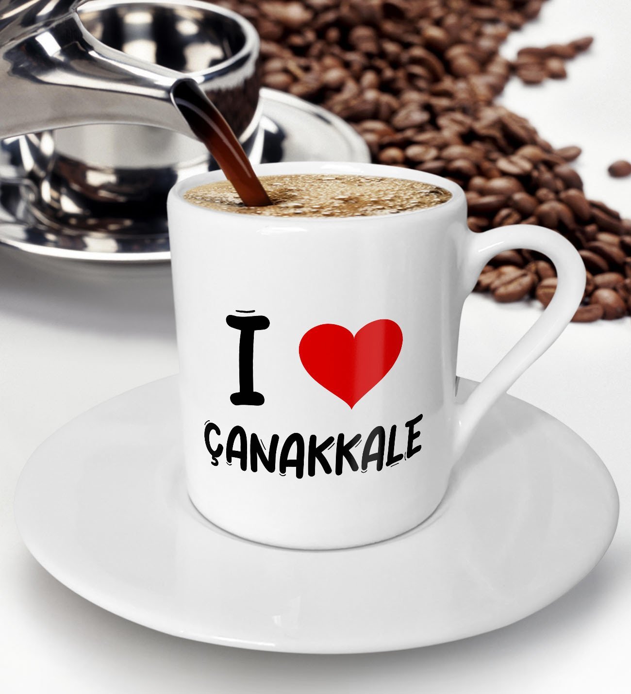 BK Gift I Love Çanakkale Tasarımlı Türk Kahvesi Fincanı - Model 1