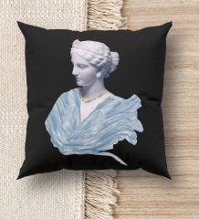 BK Gift Modern Art Tasarımlı Premium Kumaş Siyah Kırlent Yastık, Ev Hediyesi, Ev Dekorasyonu, Dekoratif Hediye-1