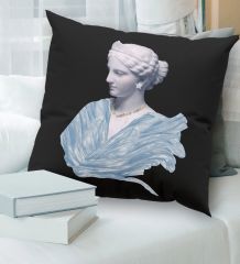 BK Gift Modern Art Tasarımlı Premium Kumaş Siyah Kırlent Yastık, Ev Hediyesi, Ev Dekorasyonu, Dekoratif Hediye-1