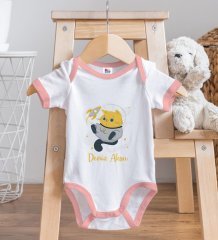 BK Kids Kişiye Özel Pembe Bebek Body Zıbın - Model 194